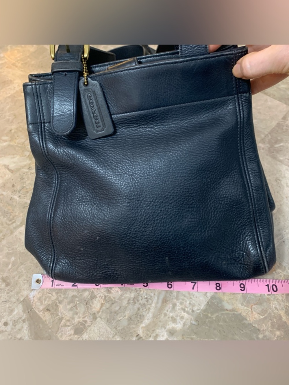 Coach Vintage Waverly SoHo Buckle Bag Shoulder Purse Navy Blue Brass Gold Tone! - Picture 4 of 16